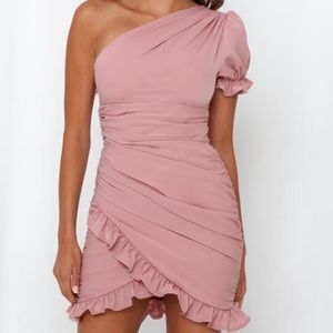 Hello Molly pink puff sleeve dress